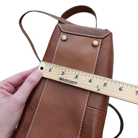 PATRICIA Nash Mollia Brown & White Leather Tassel Satchel Shoulder Handbag - Picture 9 of 11